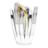 14K Gold Round Natural Diamond Criss-Cross Ring XX - view 4