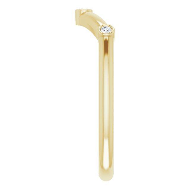 14K Gold Round Natural Diamond Stackable V Ring - Yellow Gold - view 4
