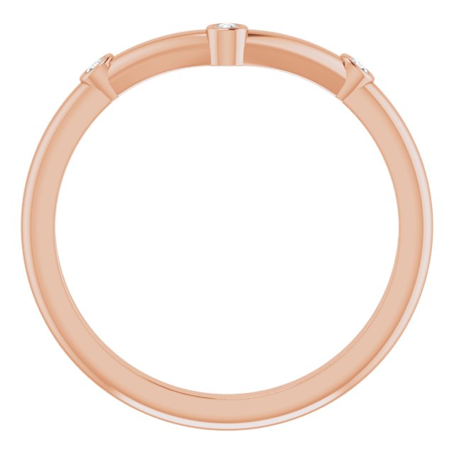 14K Gold Round Natural Diamond Stackable V Ring - Rose Gold - view 2