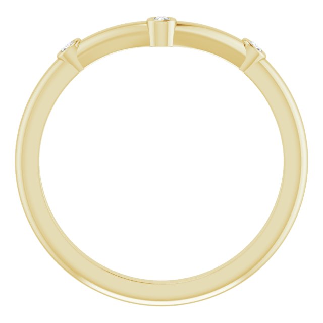 14K Gold Round Natural Diamond Stackable V Ring - Yellow Gold - view 2