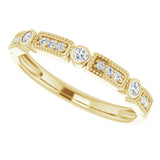 14K Gold Round Natural Diamond Milgrain Stackable Ring II - Yellow Gold - view 5