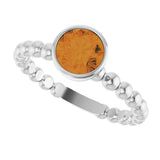 14K Gold Round Natural Citrine Family Beaded Stackable Ring - White Gold - view 5