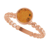 14K Gold Round Natural Citrine Family Beaded Stackable Ring - Rose Gold - view 5