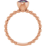 14K Gold Round Lab-Grown Alexandrite Family Beaded Stackable Ring - Rose Gold - view 2