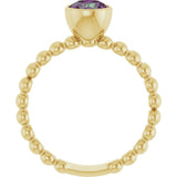 14K Gold Round Lab-Grown Alexandrite Family Beaded Stackable Ring - Yellow Gold - view 2