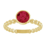 14K Gold Round Lab-Grown Ruby Family Beaded Stackable Ring - Yellow Gold - view 3