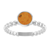 14K Gold Round Natural Citrine Family Beaded Stackable Ring - White Gold - view 3