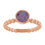 14K Gold Round Lab-Grown Alexandrite Family Beaded Stackable Ring - Rose Gold - view 3
