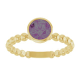 14K Gold Round Lab-Grown Alexandrite Family Beaded Stackable Ring - Yellow Gold - view 3