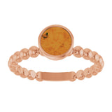 14K Gold Round Natural Citrine Family Beaded Stackable Ring - Rose Gold - view 3
