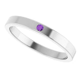 14K Gold Round Natural Amethyst Family Stackable Ring – 1.75mm Stones - White Gold - view 5