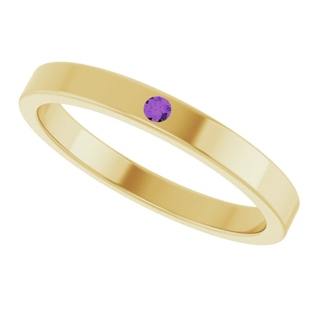14K Gold Round Natural Amethyst Family Stackable Ring – 1.75mm Stones - Yellow Gold - view 5