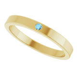 14K Gold Round Natural Aquamarine Family Stackable Ring – 1.75mm Stones - Yellow Gold - view 5