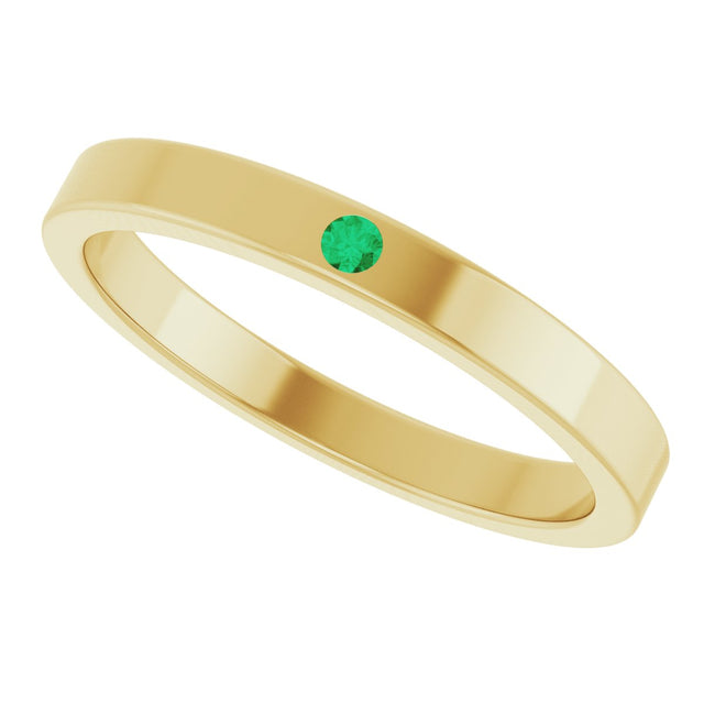 14K Gold Round Lab-Grown Emerald Family Stackable Ring – 1.75mm Stones - Yellow Gold - view 5