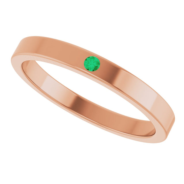 14K Gold Round Lab-Grown Emerald Family Stackable Ring – 1.75mm Stones - Rose Gold - view 5
