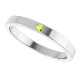 14K Gold Round Natural Peridot Family Stackable Ring – 1.75mm Stones - White Gold - view 5
