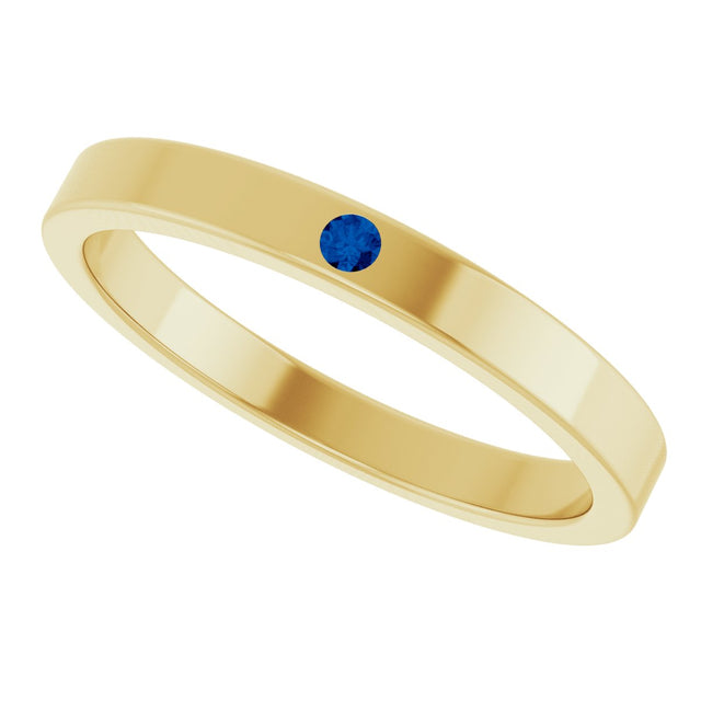 14K Gold Round Natural Blue Sapphire Family Stackable Ring – 1.75mm Stones - Yellow Gold - view 5