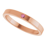 14K Gold Round Natural Pink Tourmaline Family Stackable Ring – 1.75mm Stones - Rose Gold - view 5