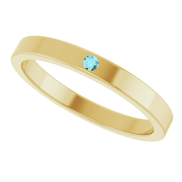 14K Gold Round Natural Blue Zircon Family Stackable Ring – 1.75mm Stones - Yellow Gold - view 5