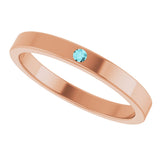 14K Gold Round Natural Blue Zircon Family Stackable Ring – 1.75mm Stones - Rose Gold - view 5