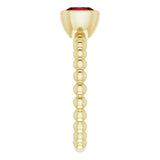 14K Gold Cushion Natural Mozambique Garnet Family Beaded Stackable Ring - Yellow Gold - view 4