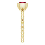 14K Gold Cushion Lab-Grown Ruby Family Beaded Stackable Ring - Yellow Gold - view 4