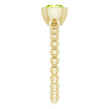 14K Gold Cushion Natural Peridot Family Beaded Stackable Ring - Yellow Gold - view 4