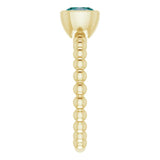 14K Gold Cushion Lab-Grown Alexandrite Family Beaded Stackable Ring - Yellow Gold - view 4