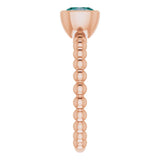 14K Gold Cushion Lab-Grown Alexandrite Family Beaded Stackable Ring - Rose Gold - view 5