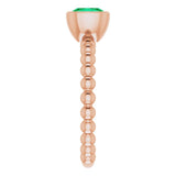 14K Gold Cushion Lab-Grown Emerald Family Beaded Stackable Ring - Rose Gold - view 5