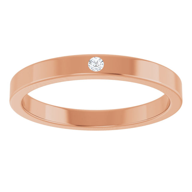 14K Gold Round Natural White Sapphire Family Stackable Ring – 1.75mm Stones - Rose Gold - view 3