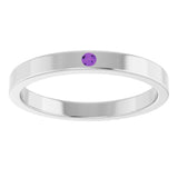 14K Gold Round Natural Amethyst Family Stackable Ring – 1.75mm Stones - White Gold - view 3
