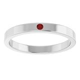 14K Gold Round Natural Mozambique Garnet Family Stackable Ring – 1.75mm Stones - White Gold - view 3