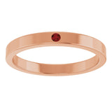 14K Gold Round Natural Mozambique Garnet Family Stackable Ring – 1.75mm Stones - Rose Gold - view 3
