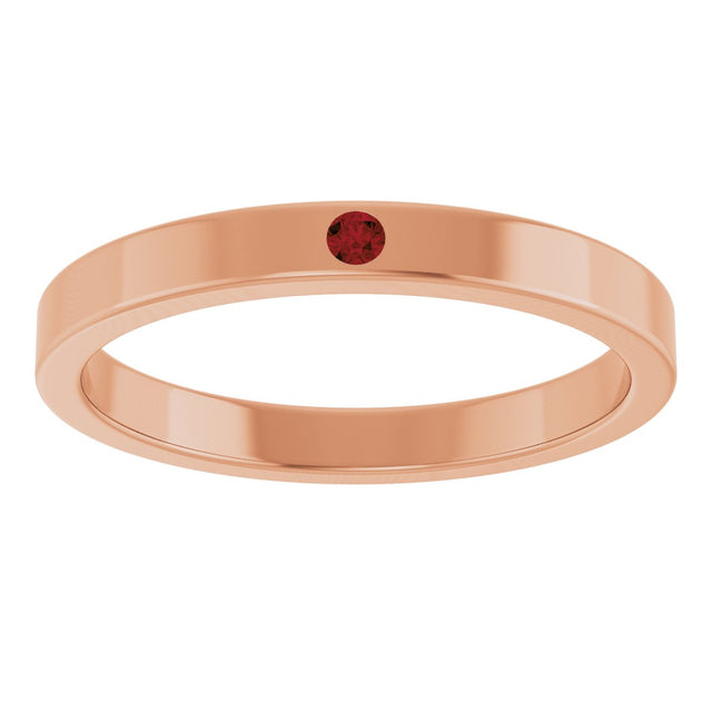 14K Gold Round Natural Mozambique Garnet Family Stackable Ring – 1.75mm Stones - Rose Gold - view 3