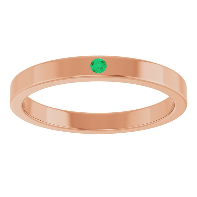 14K Gold Round Lab-Grown Emerald Family Stackable Ring – 1.75mm Stones - Rose Gold - view 3