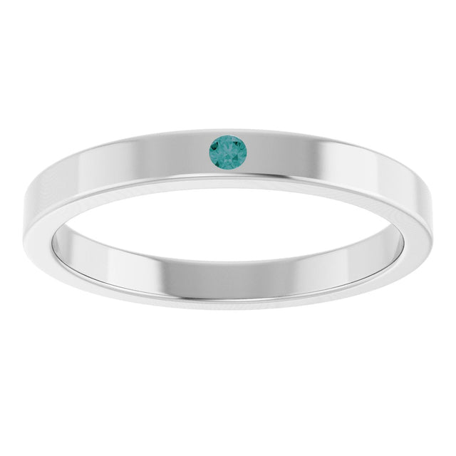14K Gold Round Natural Alexandrite Family Stackable Ring - White Gold - view 3