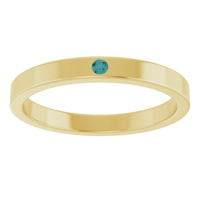 14K Gold Round Natural Alexandrite Family Stackable Ring - Yellow Gold - view 3