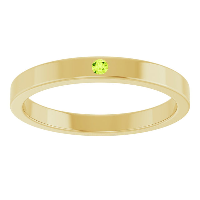 14K Gold Round Natural Peridot Family Stackable Ring – 1.75mm Stones - Yellow Gold - view 3