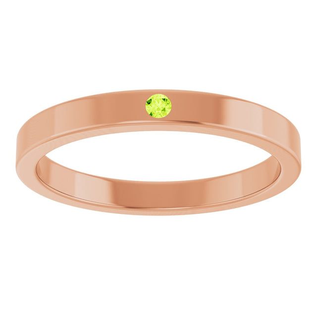 14K Gold Round Natural Peridot Family Stackable Ring – 1.75mm Stones - Rose Gold - view 3