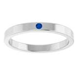 14K Gold Round Natural Blue Sapphire Family Stackable Ring – 1.75mm Stones - White Gold - view 3