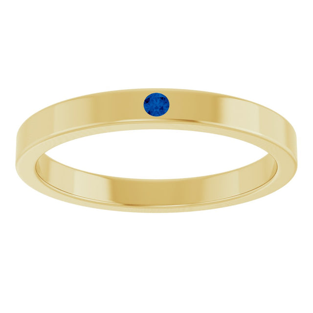14K Gold Round Natural Blue Sapphire Family Stackable Ring – 1.75mm Stones - Yellow Gold - view 3