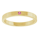 14K Gold Round Natural Pink Tourmaline Family Stackable Ring – 1.75mm Stones - Yellow Gold - view 3