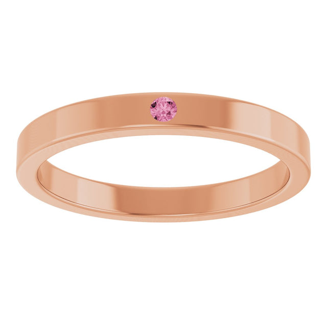 14K Gold Round Natural Pink Tourmaline Family Stackable Ring – 1.75mm Stones - Rose Gold - view 3