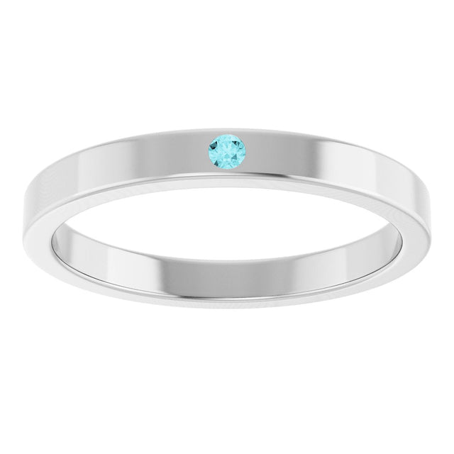 14K Gold Round Natural Blue Zircon Family Stackable Ring – 1.75mm Stones - White Gold - view 3