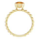 14K Gold Cushion Natural Citrine Family Beaded Stackable Ring - Yellow Gold - view 2