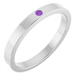 14K Gold Round Natural Amethyst Family Stackable Ring – 1.75mm Stones - White Gold