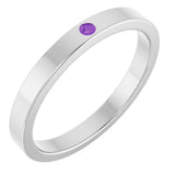 14K Gold Round Natural Amethyst Family Stackable Ring – 1.75mm Stones - White Gold