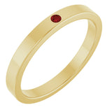 14K Gold Round Natural Mozambique Garnet Family Stackable Ring – 1.75mm Stones - Yellow Gold