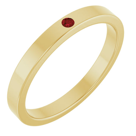 14K Gold Round Natural Mozambique Garnet Family Stackable Ring – 1.75mm Stones - Yellow Gold